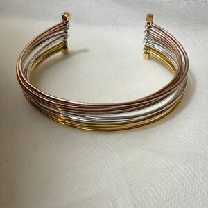 Gorjana Tri-Tone Wire Cuff Bracelet — Gold, Rose Gold & Silver